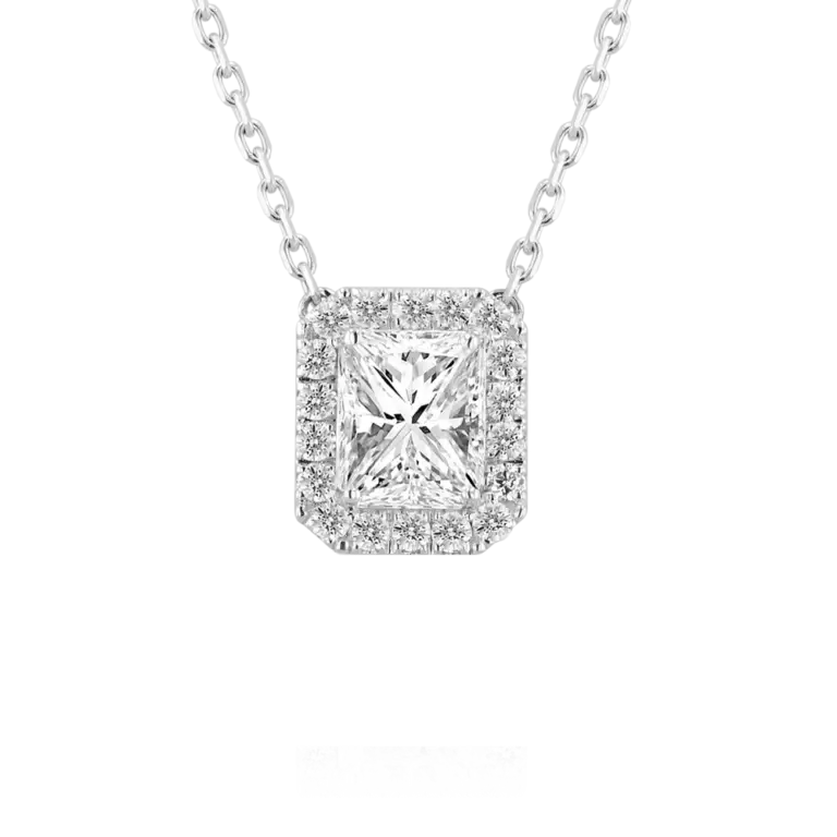 radiant cut diamond pendant necklace